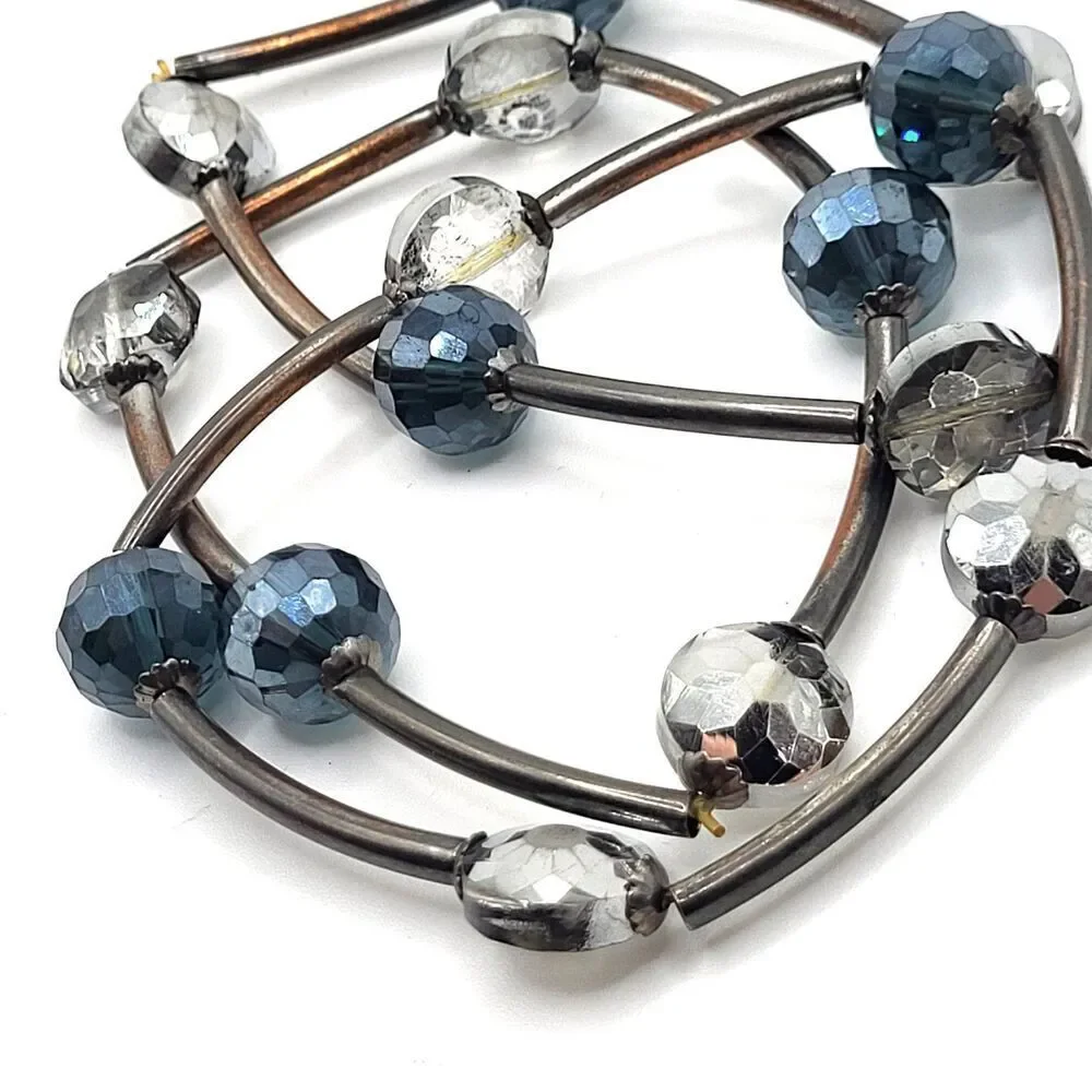 Lot of 3 Silver Navy Stretchy Bracelets 7in